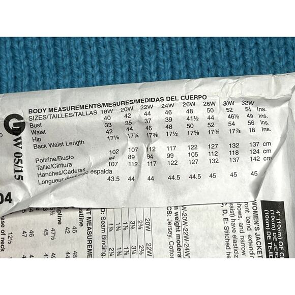 McCalls 7204 Sewing patternjacket top dress psnts size 18w 20w 22w 24w - Picture 6 of 6